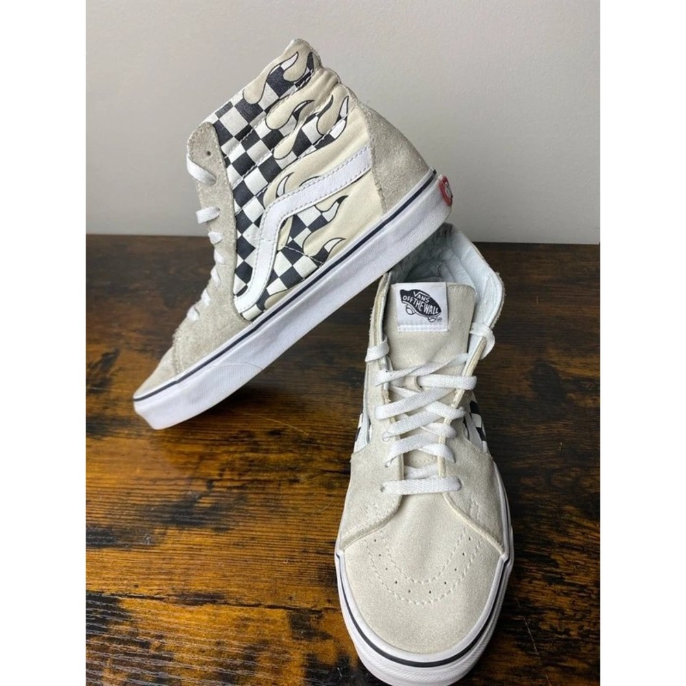 Vans Sk8-Hi Checkerboard Flame Classic High Top Sneakers Women's 9.5 Mens 8
